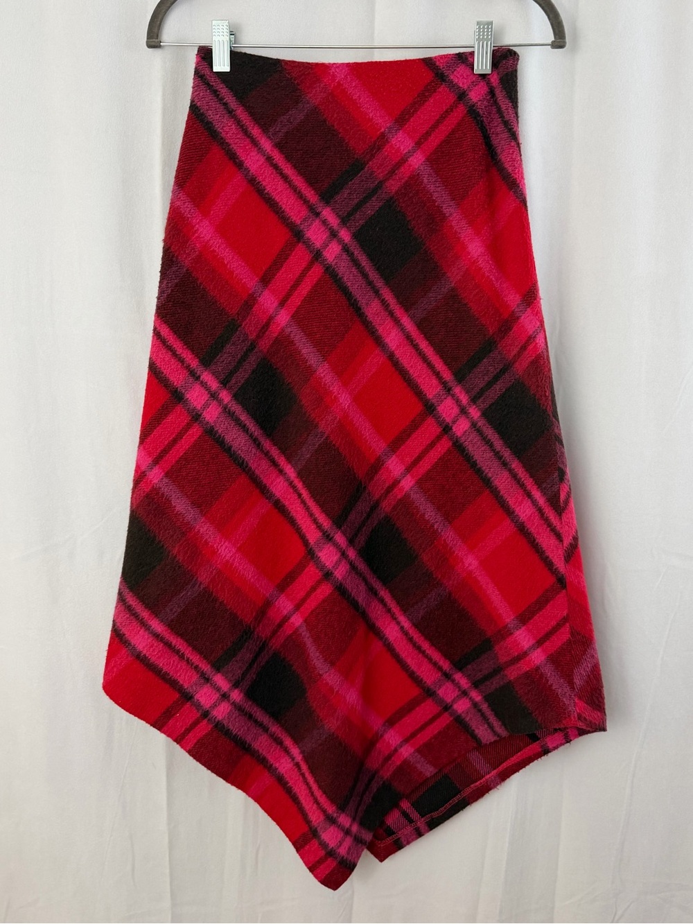 French Connection Red Plaid Wool Blend Midi Skirt Womens Size 4
